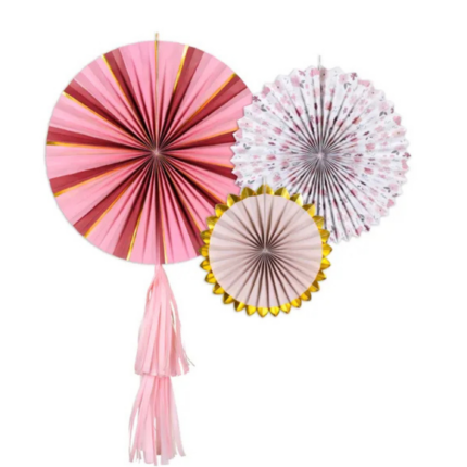 Set 3 rozete decorative cu ciucuri, 43 cm - set de 3