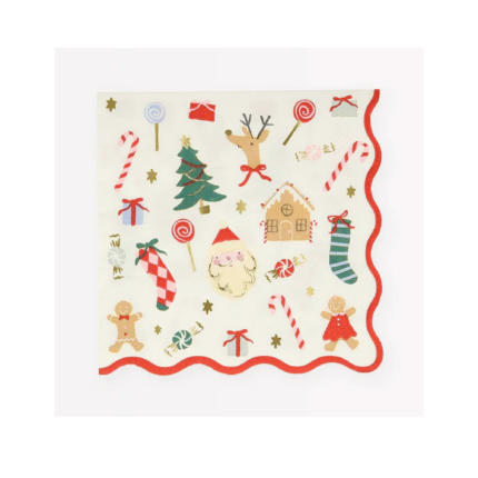 Servetele imprimeu figurine de Crăciun, Meri Meri - set de 8