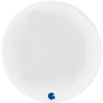 Balon din folie Glob Orbz, alb satin – 11 inch (28×28 cm)