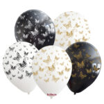 Baloane din latex 30 cm imprimeu fluturi -set de 25