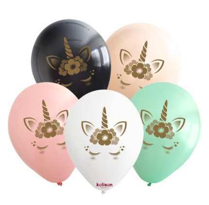 Baloane din latex 30 cm imprimeu Unicorn auriu -set de 25