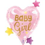 Balon din folie inima Baby Girl – 64 cm