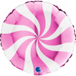 Balon folie acadea Swirl 45 cm alb-fuxia