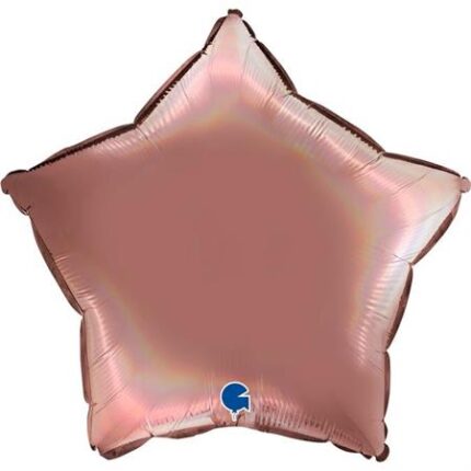 Balon folie stea 45 cm Rainbow Holographic Platinum Rosè