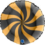 Balon folie acadea 45 cm Swirl auriu-negru