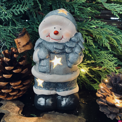 Decorațiune din ceramica – Frosty cu lumini 20 cm