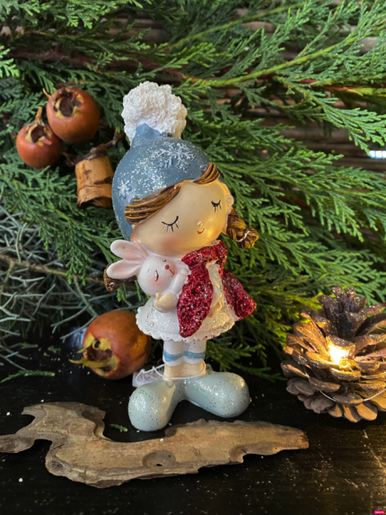 Decorațiune ceramica Fetiță cu iepuraș 18 cm