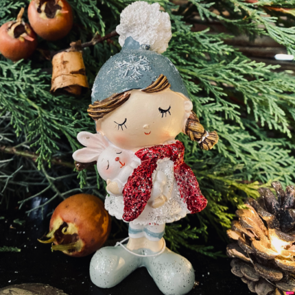 Decorațiune ceramica Fetiță cu iepuraș 18 cm