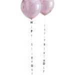Decor roz gold „Happy Birthday” pentru baloane cu heliu