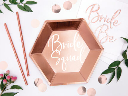 Farfurii rose gold Bride Squad 23 cm – set de 6