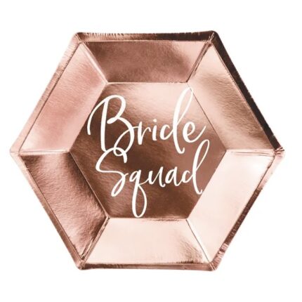 Farfurii rose gold Bride Squad 23 cm – set de 6