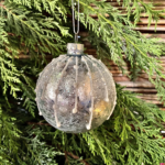 Glob argintiu frosted din sticla – 8 cm