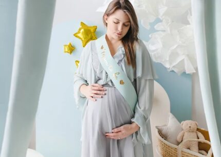 Esarfa Mom to Be, albastru Tiffany, 75 cm