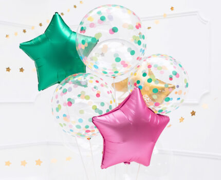 Balon BOBO transparent 40 cm cu buline colorate