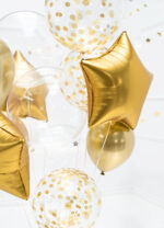 Balon BOBO transparent 40 cm cu buline aurii