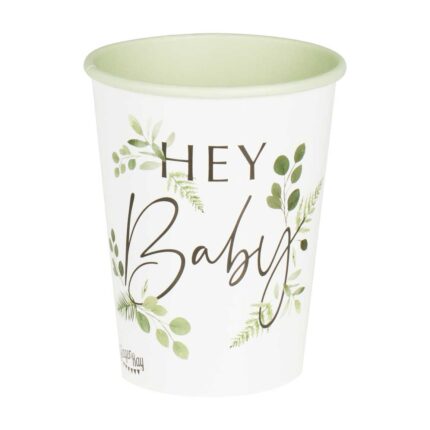 Pahare Hey Baby pentru Baby Shower – set de 8