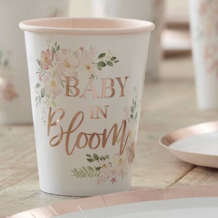 Pahare Baby in Bloom petrecere Baby Shower- set de 8