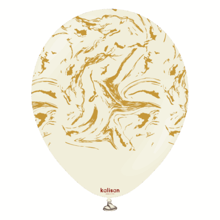 Set 5 baloane 30 cm imprimate – Kalisan Nebula White Sand/Gold