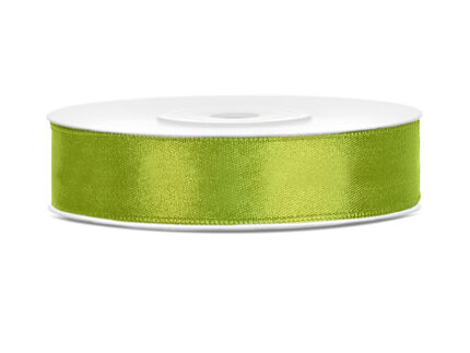 Panglica saten, 12mm/25m, mar verde