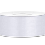 Panglica saten 25mm/25m, alb