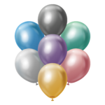 Set 50 baloane latex Chrome 13 cm -Kalisan Mirror Chrome Mix