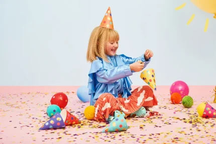 Coifuri pentru petrecere buline colorate – set de 6