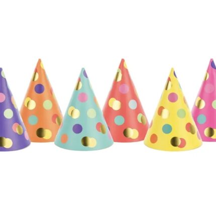 Coifuri pentru petrecere buline colorate – set de 6