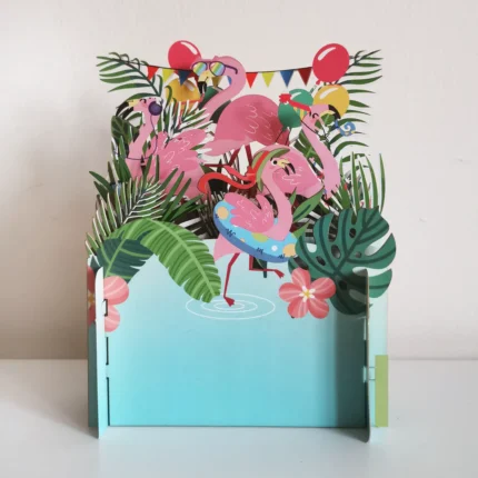 Felicitare pop-up Flamingo