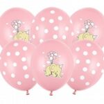 Baloane din latex 30 cm roz imprimeu elefant -set de 10