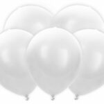 Baloane albe din latex 30 cm, cu led -set de 5