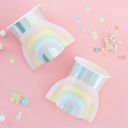 Pahare curcubeu pastel set de 8