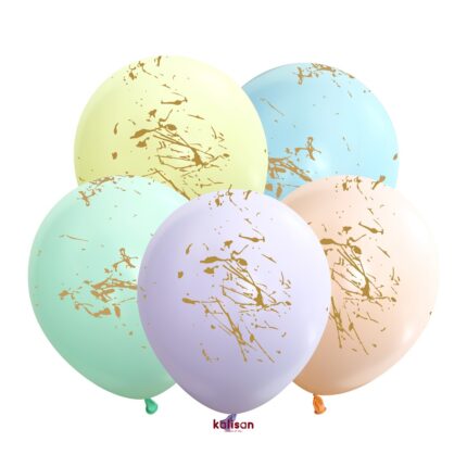 Baloane din latex imprimeu Splash auriu -set de 25