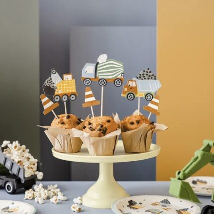 Set topper pentru cupcakes Masinute de Constructii