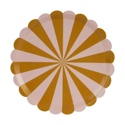 Farfurii cu dungi, maro - set de 6