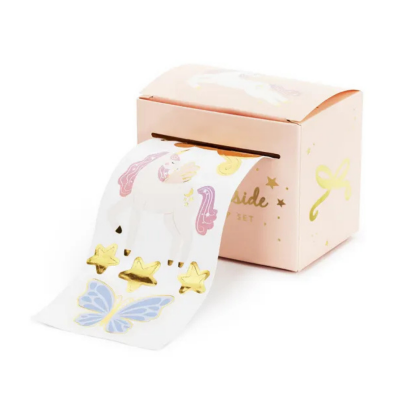 Abtipilde decorative cu unicorni, steluțe si fluturi - set de 3 foi