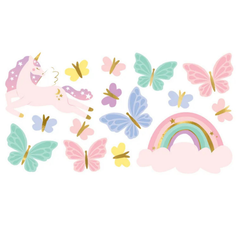 Tatuaje unicorn si fluturi - set de 15