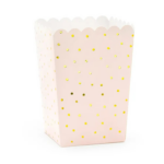 Cutii pentru popcorn, roz cu bulina aurii- set de 6