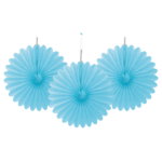 Set 3 rozete decorative din hârtie, roz deschis - 15 cm