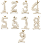 Baloane din folie Free Standing, nude sidefat, cifrele 1-9 - 84 cm
