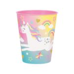 Pahare din plastic imprimate cu unicorni - set de 4