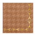 Șervețele maro cu model houndstooth și imprimeu auriu cu scăriță