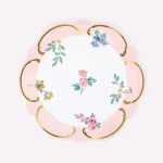 Farfurii roz pastel elegante cu detalii aurii – stil Rococo – Meri Meri