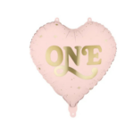 Balon folie inimă ONE roz – decor aniversare 1 an