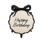Balon folie Happy Birthday elegant – decor aniversare, negru & crem