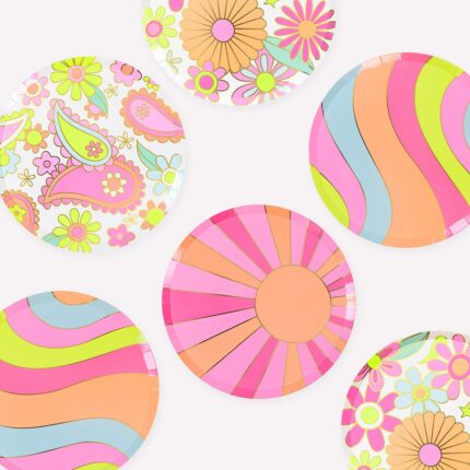 Farfurii Flower Power Meri Meri – vibe retro și culori neon