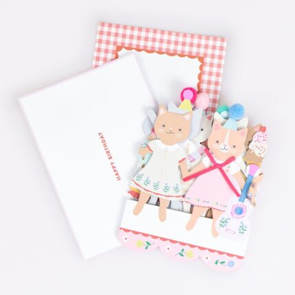 Kitten Club Concertina Card – felicitare premium pentru aniversări cu tematică pisicuțe