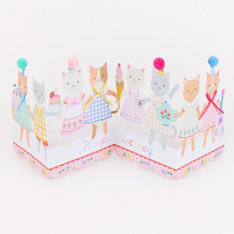 Kitten Club Concertina Card – felicitare premium pentru aniversări cu tematică pisicuțe