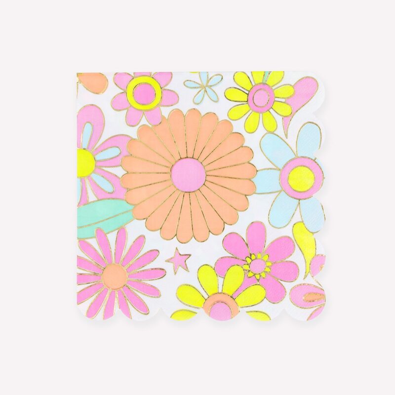 Șervețele Flower Power – vibe retro și culori vibrante pentru petreceri memorabile