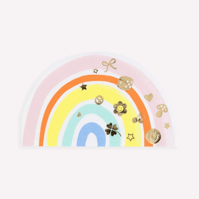 Șervețele premium Charm Party Rainbow – culoare, veselie și detalii aurii pentru petreceri memorabile